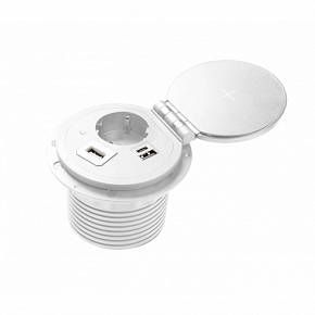 Розетка круглая врезная CHARGER PLUS AE-BPW1SACP-10 (Schuko), 2xUSB A+C, обмен USB-A, HDMI, RJ45, белый, с проводом 1,5 м — купить оптом и в розницу в интернет магазине GTV-Meridian.